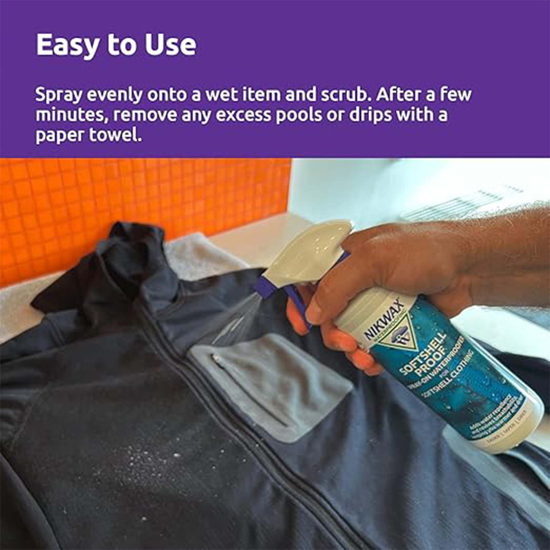Nikwax SoftShell Proof Spray 300ml – Durable Waterproofer for Jackets & Pants