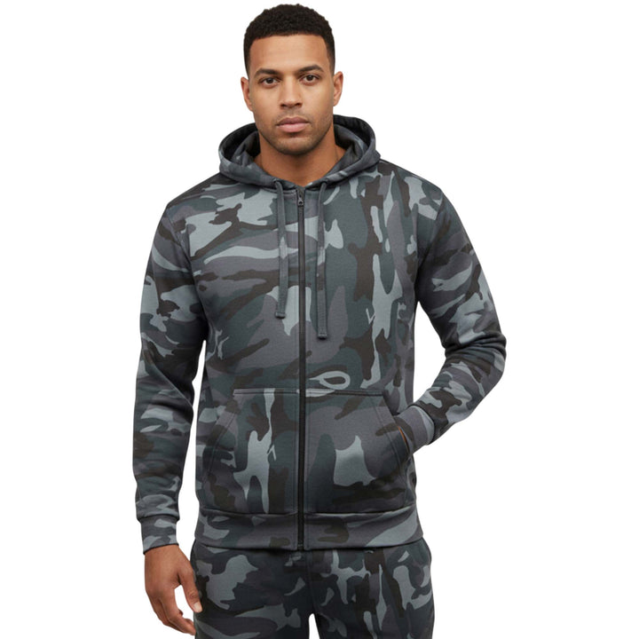 Game Mens Heavyweight 300gsm Fleece Camouflage Zip Hoodie