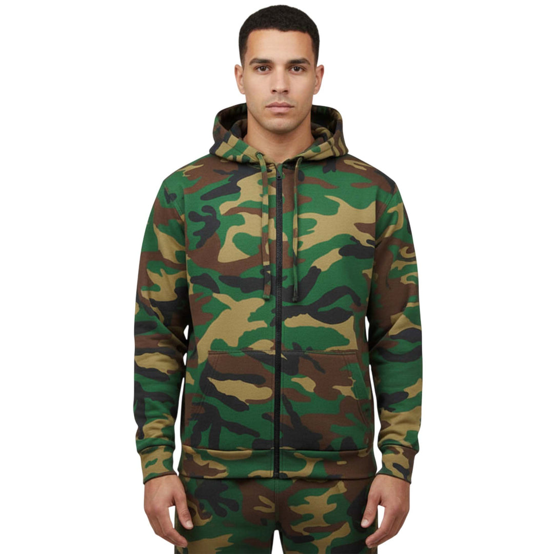 Game Mens Heavyweight 300gsm Fleece Camouflage Zip Hoodie