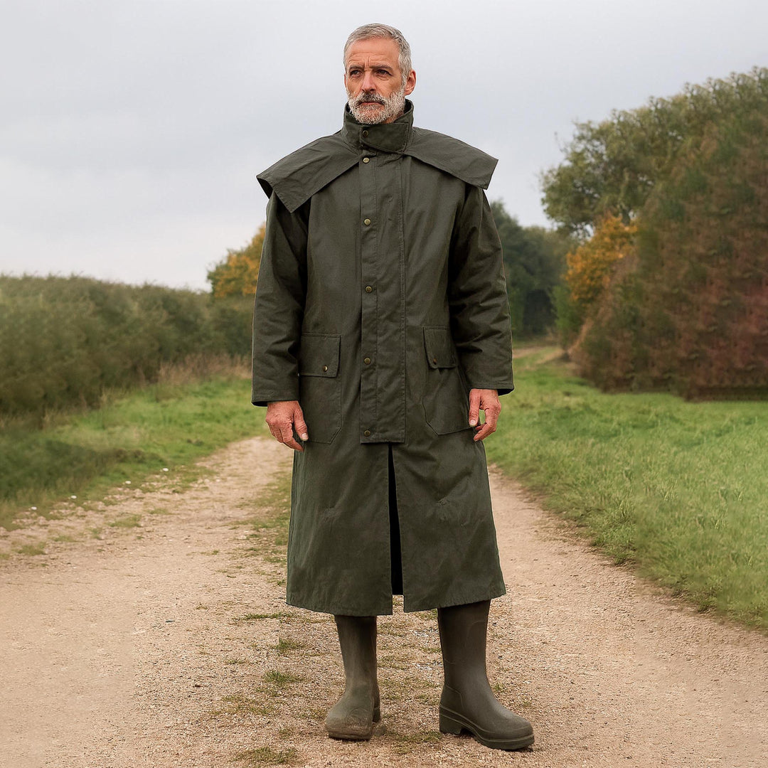 Waxed Cotton Stockman Long Waterproof Coat Get Game Stockman Wax