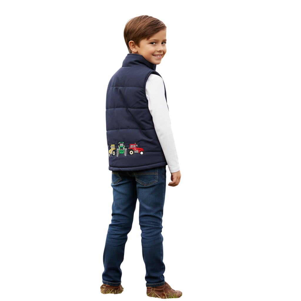 Unisex Kids Embroidered Padded Gilet | Tractor, Pony & Pheasant