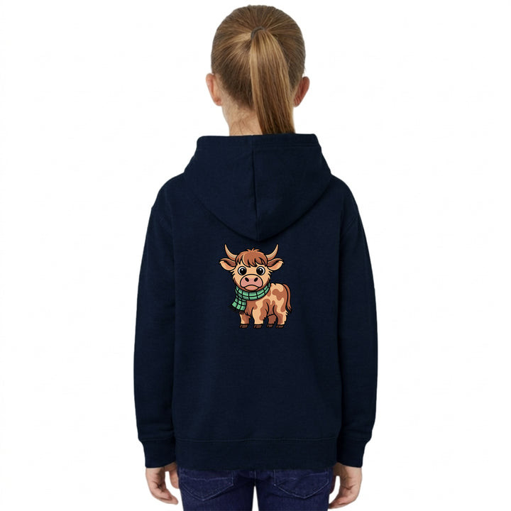 Unisex Kids Hoodie with Highland Cow Embroidery – Country Life
