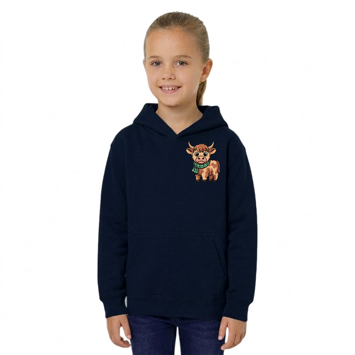 Unisex Kids Hoodie with Highland Cow Embroidery – Country Life