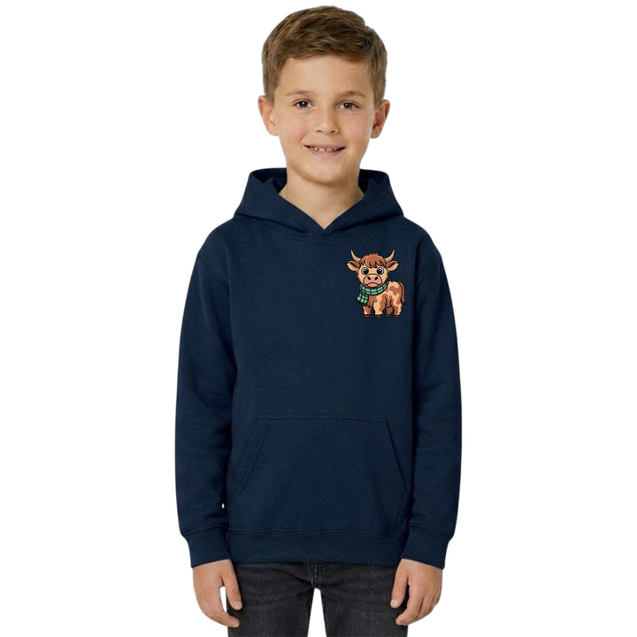 Unisex Kids Hoodie with Highland Cow Embroidery – Country Life