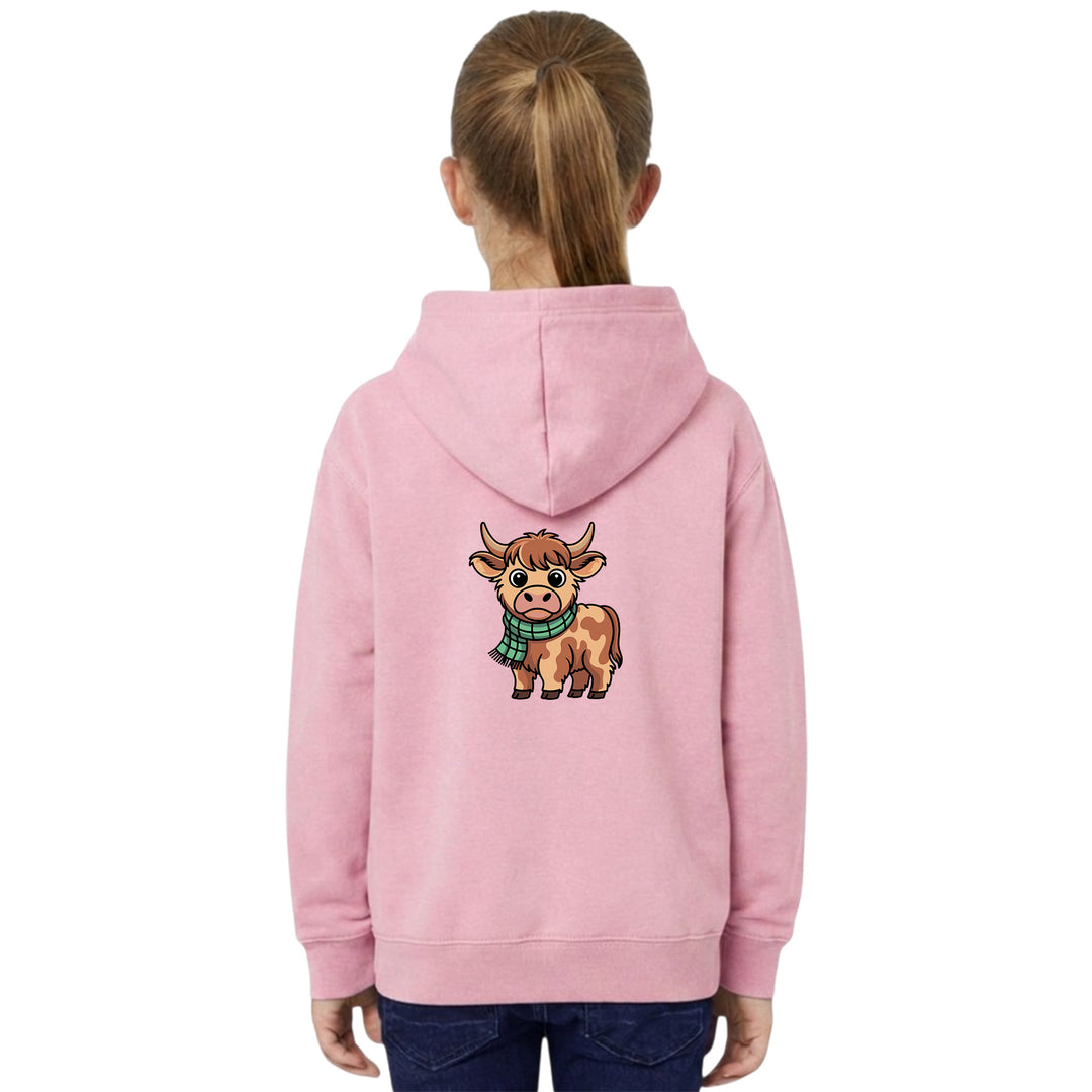 Unisex Kids Hoodie with Highland Cow Embroidery – Country Life