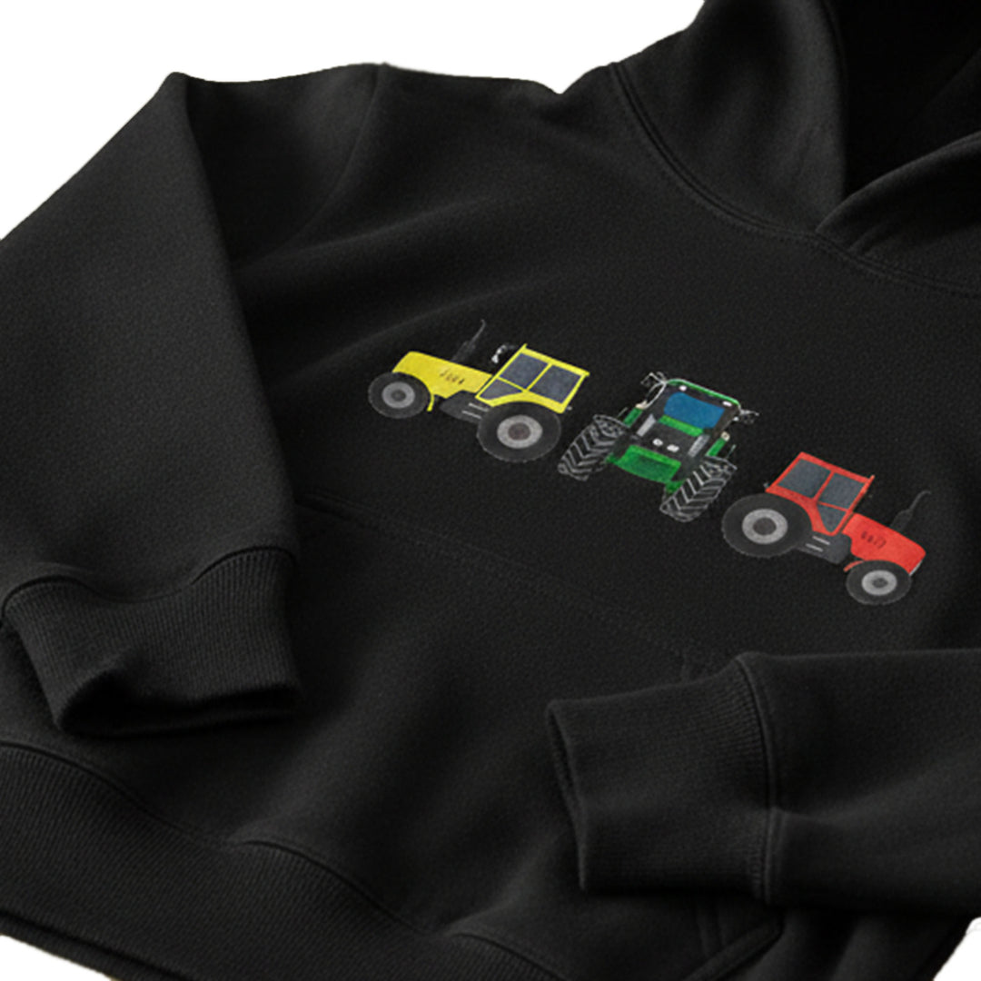 Unisex Country Life Kids Embroidered 3 Tractors Hoodie