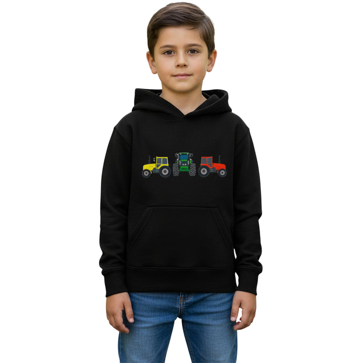 Unisex Country Life Kids Embroidered 3 Tractors Hoodie
