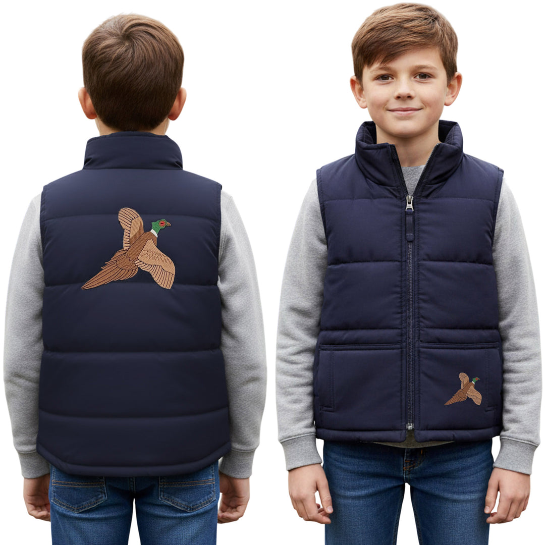 Unisex Kids Embroidered Padded Gilet | Tractor, Pony & Pheasant