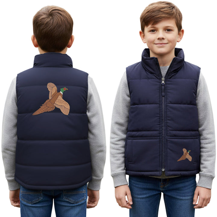 Unisex Kids Embroidered Padded Gilet | Tractor, Pony & Pheasant