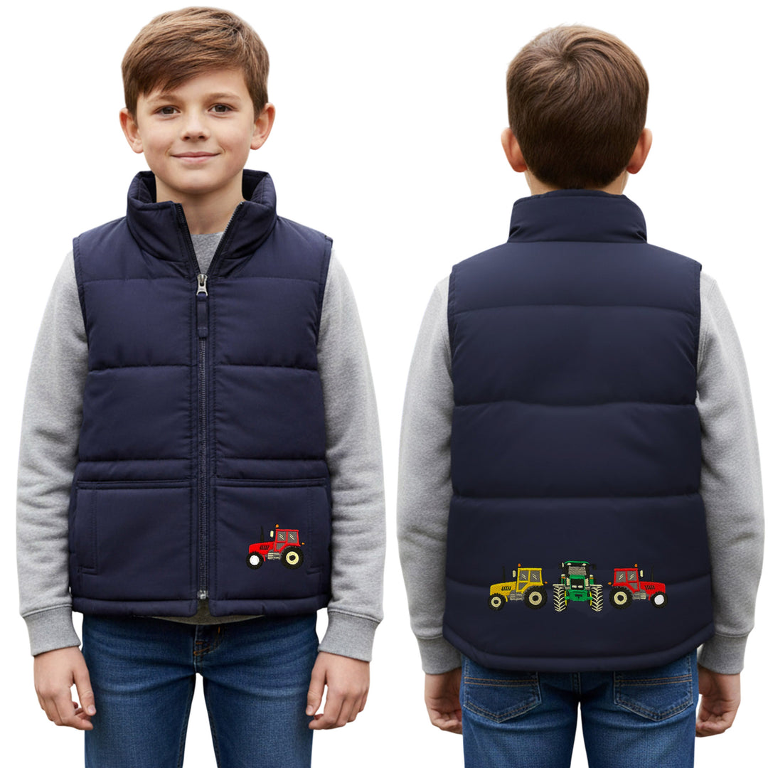 Unisex Kids Embroidered Padded Gilet | Tractor, Pony & Pheasant