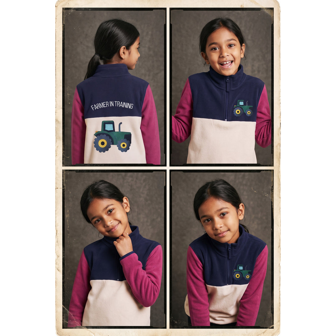 Kids Embroidered Quarter-Zip Pullover