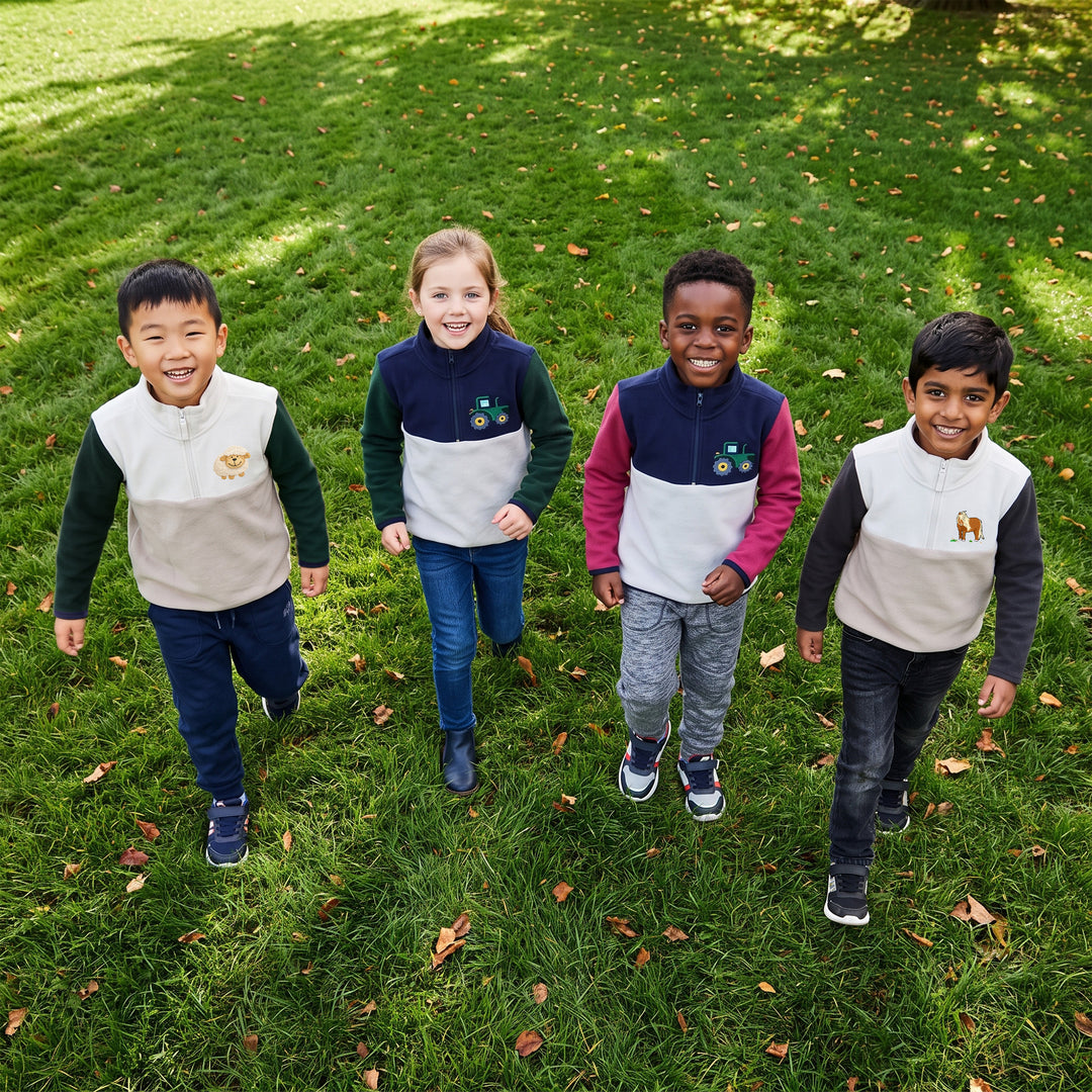 Kids Embroidered Quarter-Zip Pullover