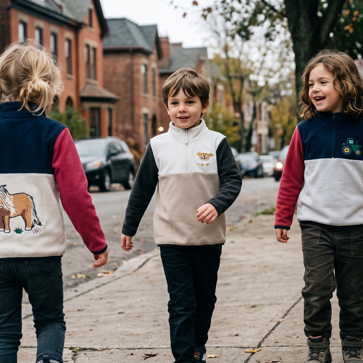 Kids Embroidered Quarter-Zip Pullover