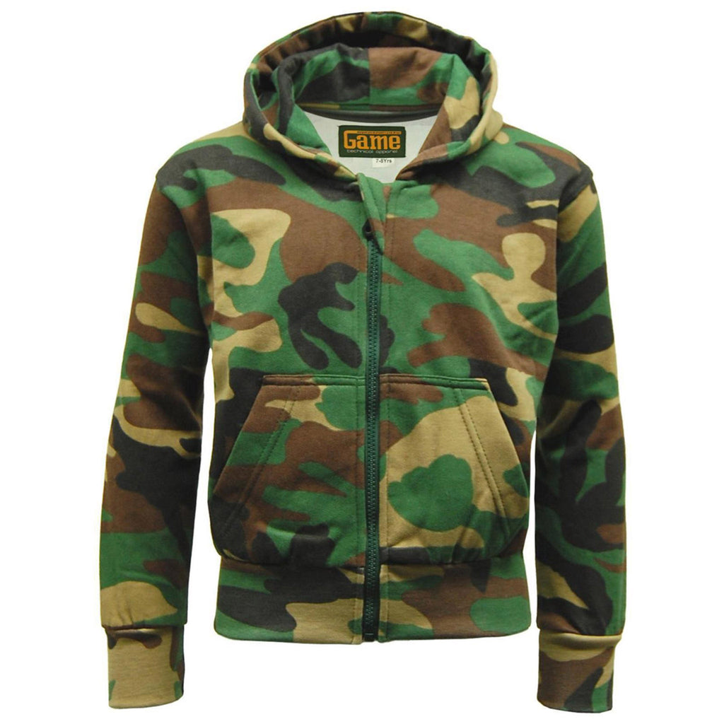 Game Camouflage Zip Hoodie — Woodland Camo, Heavyweight Fleece, Sizes S-5XL - View #11