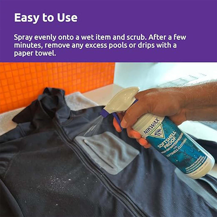 Nikwax SoftShell Proof Spray 300ml – Durable Waterproofer for Jackets & Pants