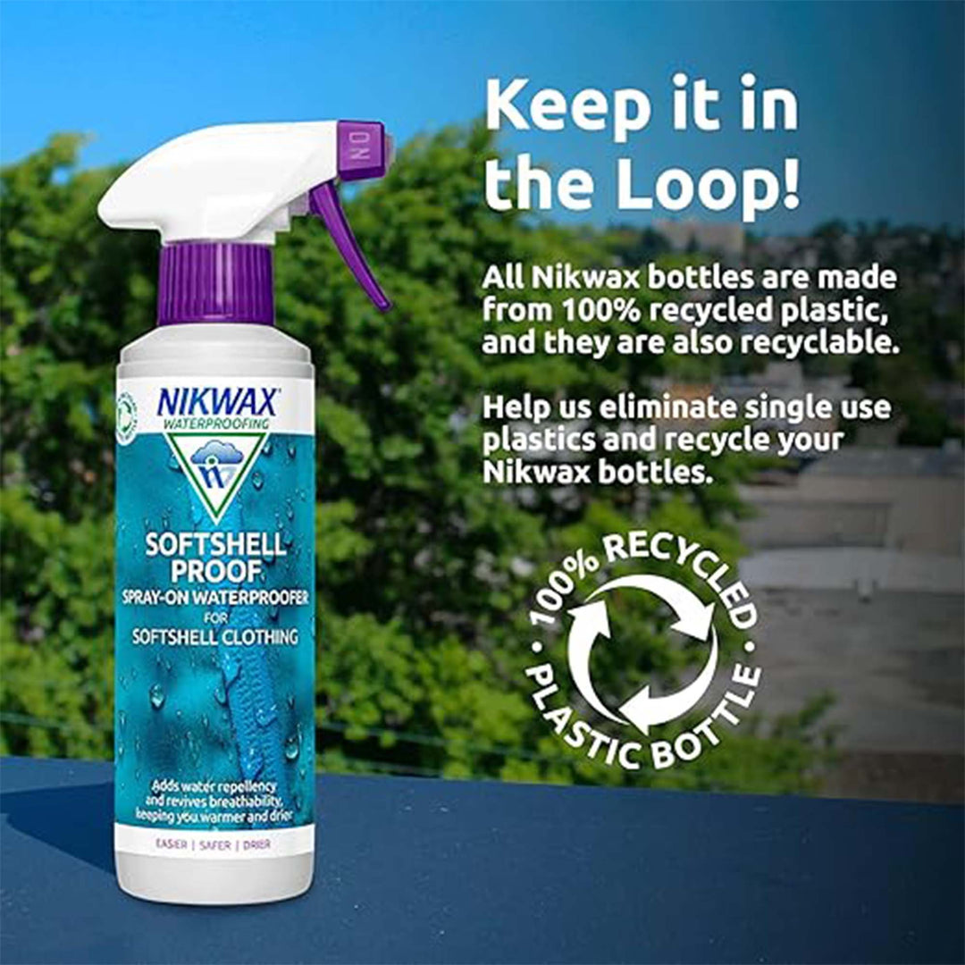 Nikwax SoftShell Proof Spray 300ml – Durable Waterproofer for Jackets & Pants