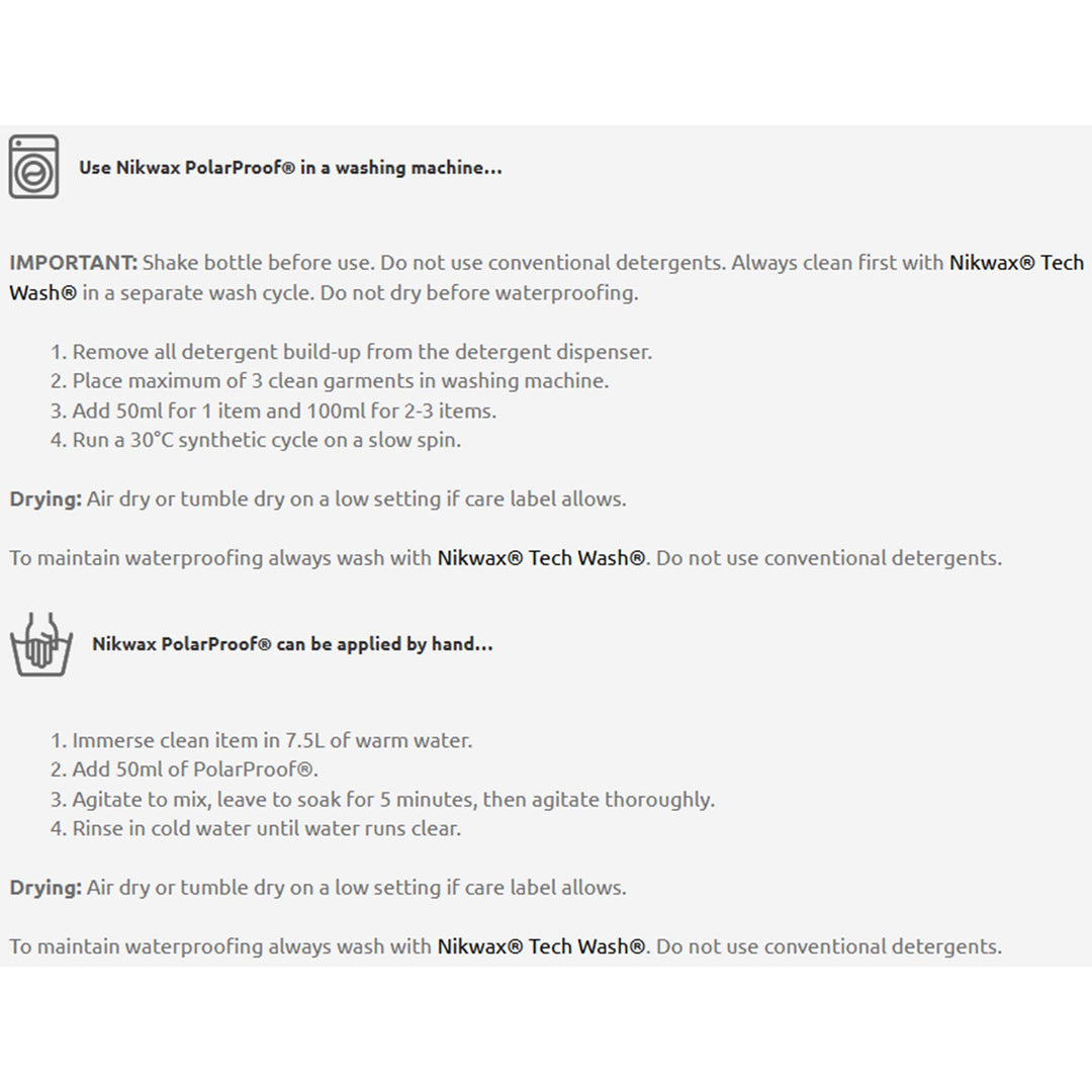 Nikwax Polar Proof 300ml – Wash-In Waterproofer for Fleece & Synthetic Gear