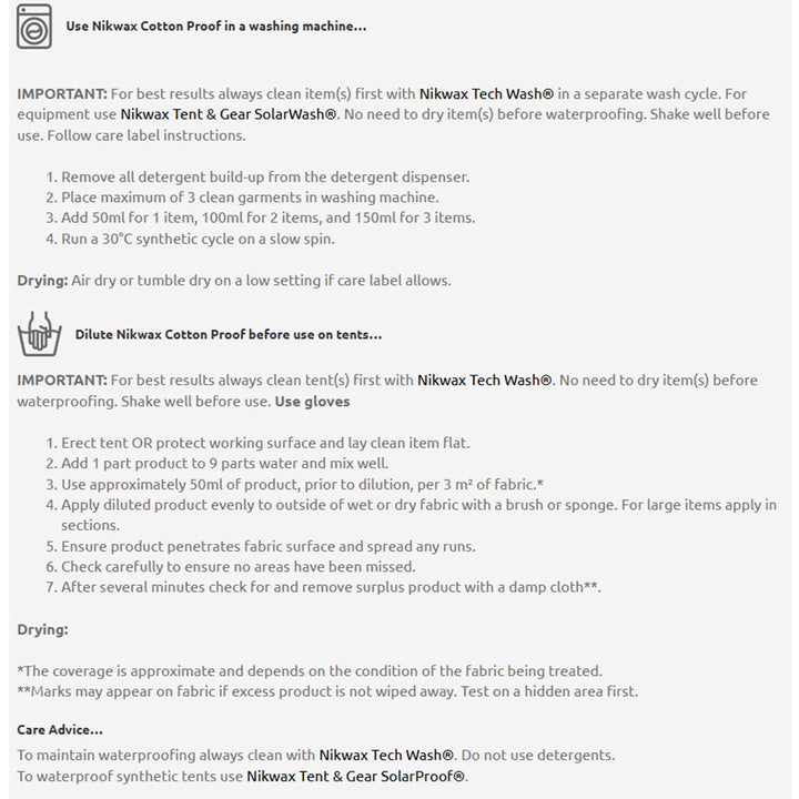 Nikwax Cotton Proof 300ml – Wash-in Waterproofing for Game Cotton Gear